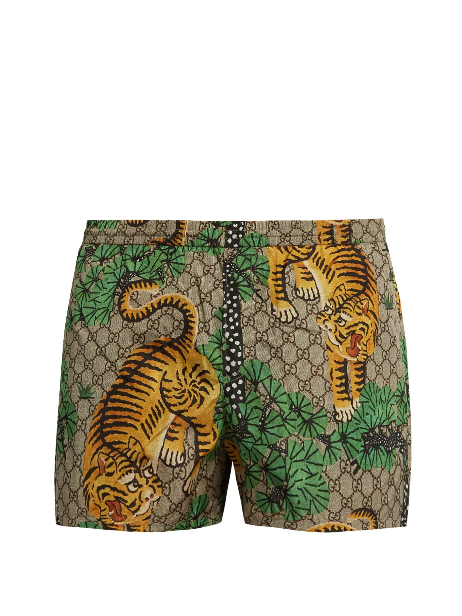 Lyst Gucci Bengalprint Swim Shorts in Green for Men